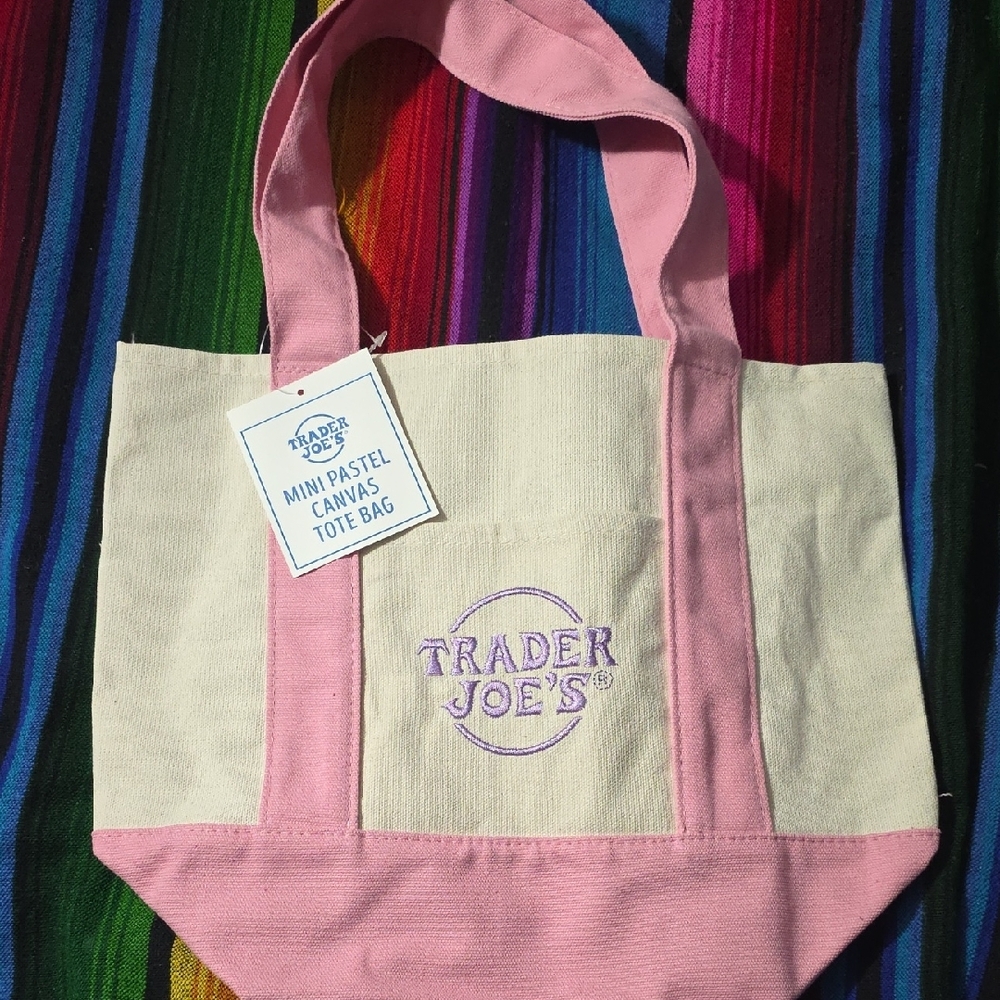 Chic Pink and Cream Tote Bag with Canvas Design